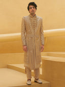 Classic Cream Embroidered Sherwani Dress For Groom