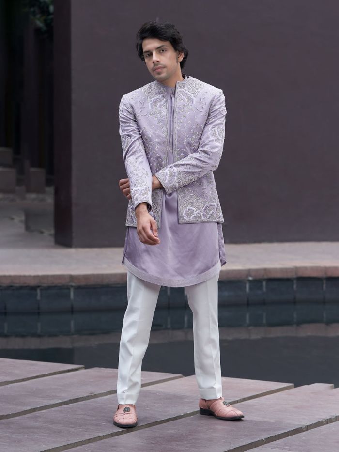 Summer Lavender Fusion Indowestern Set
