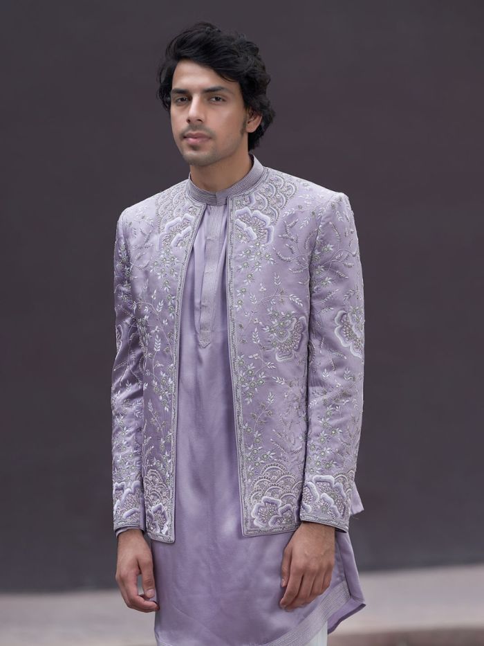 Summer Lavender Fusion Indowestern Set