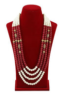 Classic White And Maroon Layered Mala