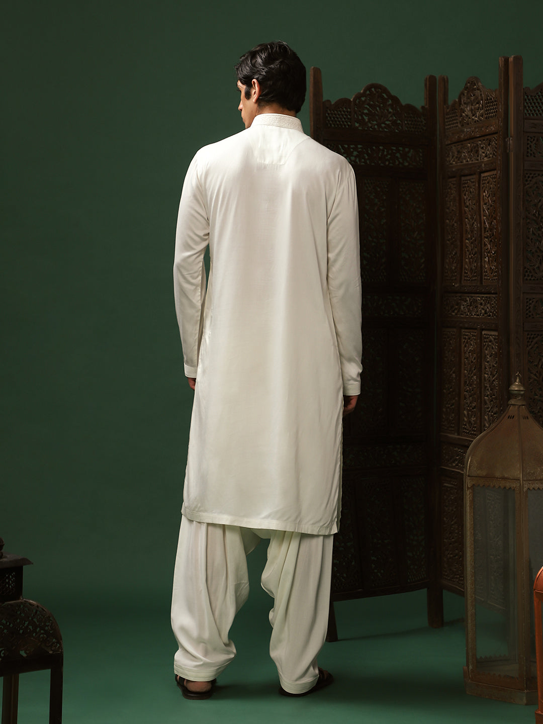 Off-White Twill Kurta & Salwar