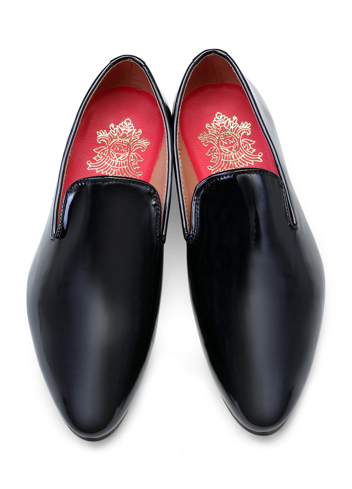 Classic Black Handcrafted Semi-Leather Shoes
