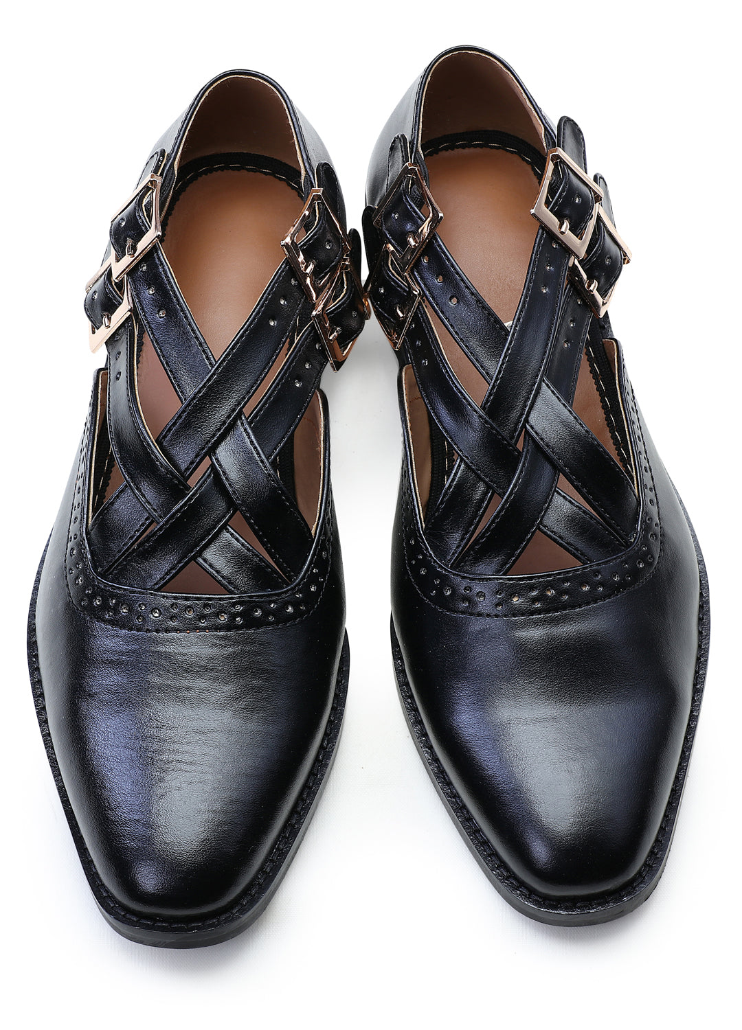 Black Handcrafted Semi-Leather Sandals - KORANM