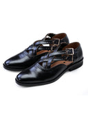 Black Handcrafted Semi-Leather Sandals