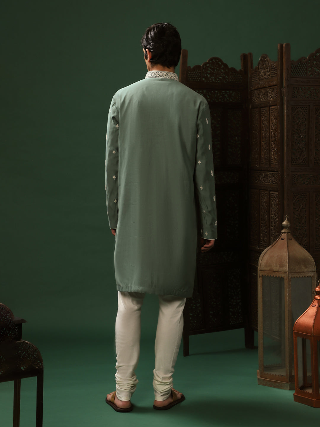 Pista Green Premium Kurta Set with Churidar for Men