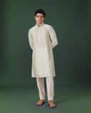 Pista Embroidered Silk Kurta Set with Alighari