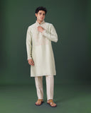 Pista Embroidered Silk Kurta Set with Alighari