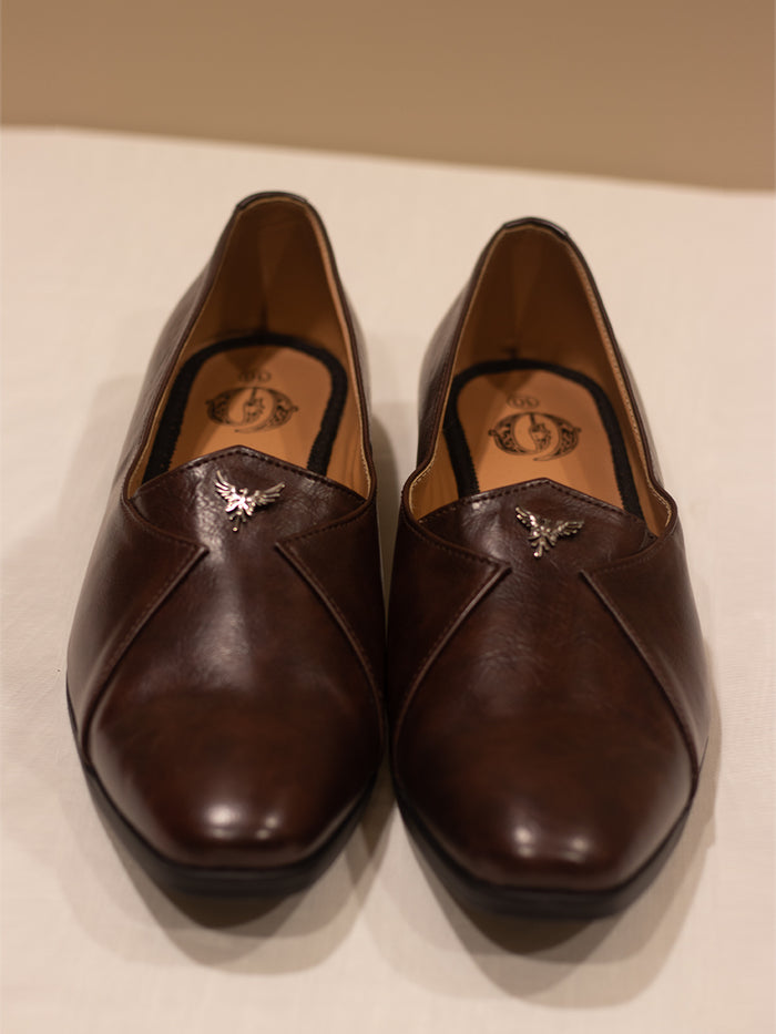 Wine Leather Solid Slip-On Loafers for Men