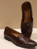 Wine Leather Solid Slip-On Loafers for Men