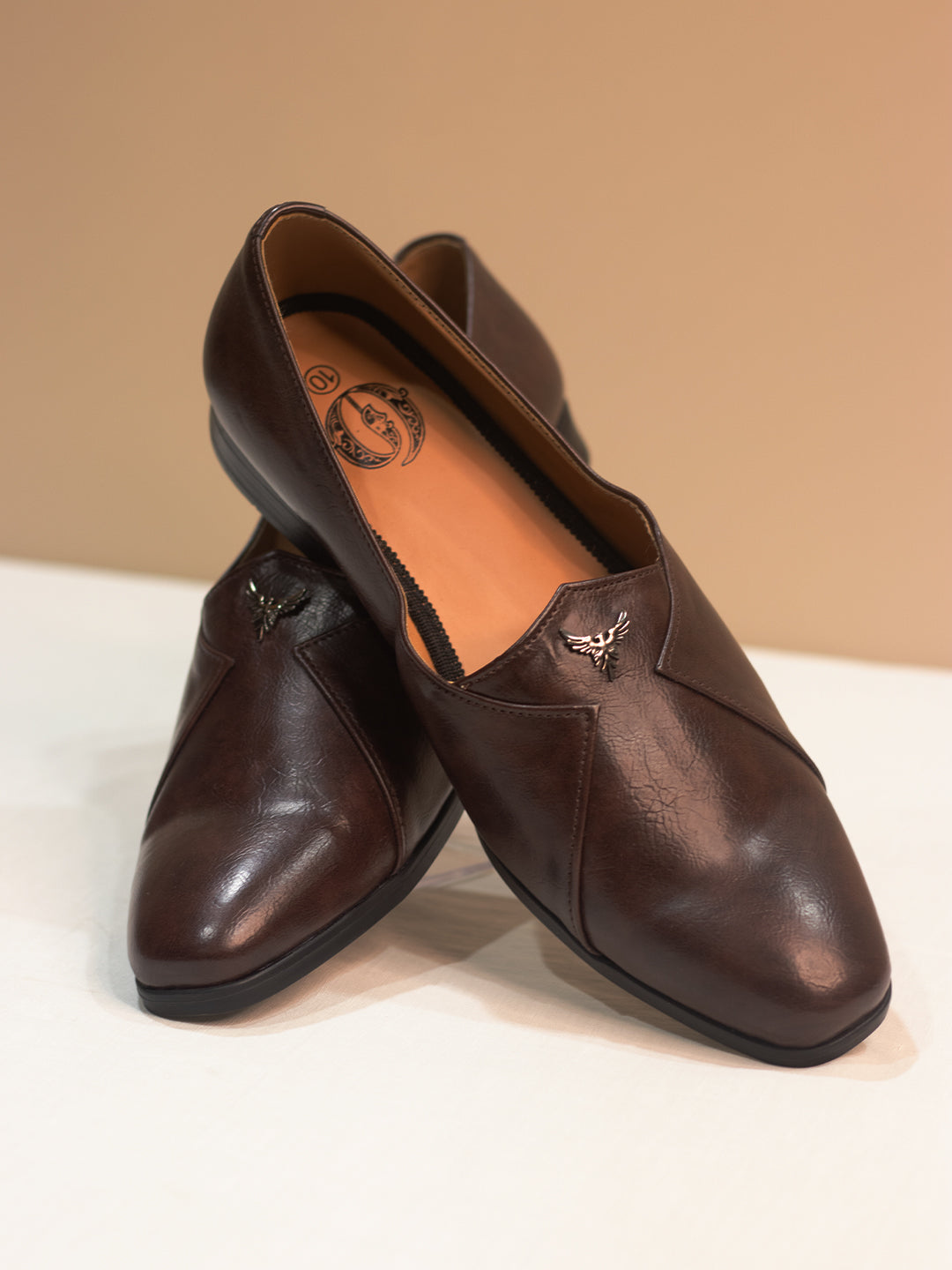 Wine Leather Solid Slip-On Loafers for Men