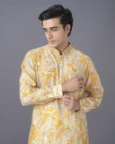 Mustard Silk Kurta Set with Cream Salwar for Men – Paisley Ethnic Wear - KORANM