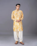 Mustard Silk Kurta Set with Cream Salwar for Men – Paisley Ethnic Wear - KORANM
