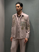 Lavender Terry Rayon Zardozi Embroidered Indo-Western Set