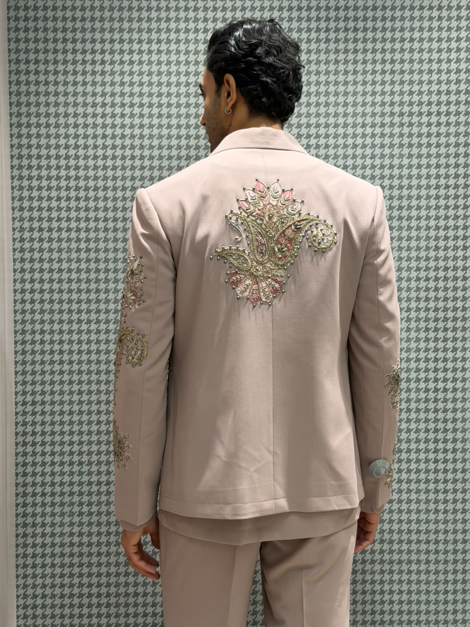 Lavender Terry Rayon Zardozi Embroidered Indo-Western Set