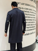 Black Silk Metal Embellished & Embroidered Kurta with Aligarhi Pants