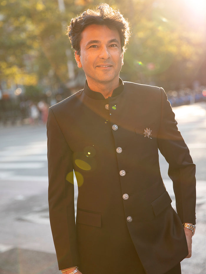 Close-up of Accented Buttons on Black Terry Rayon Jodhpuri by Koranm