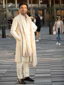 Beige Embroidered Kurta Set with Dupatta