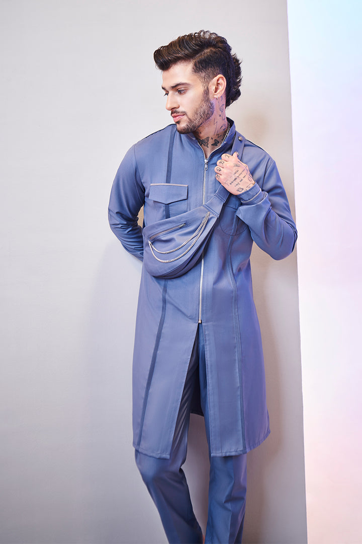 Ultramarine Blue Zipper Kurta Set