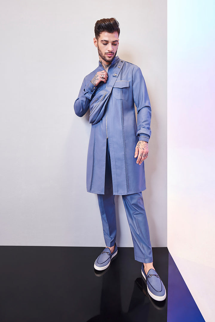 Ultramarine Blue Zipper Kurta Set