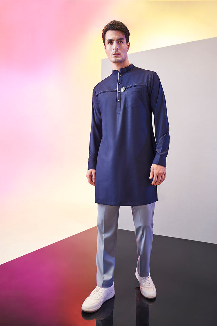 Dark Navy Blue Classic Kurta Set