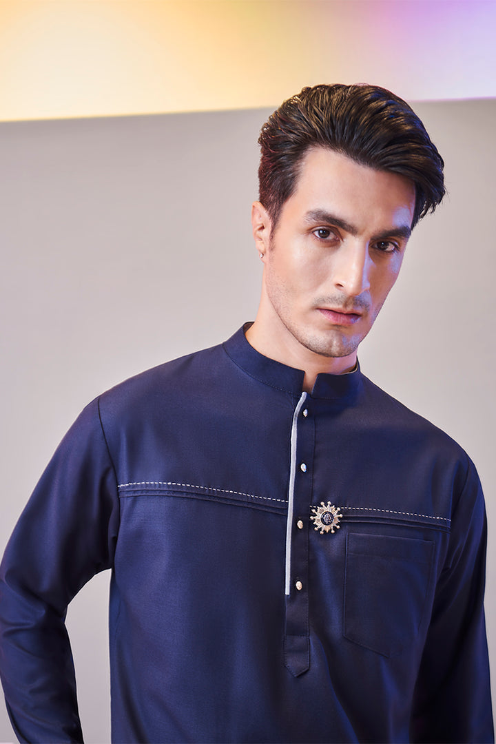 Dark Navy Blue Classic Kurta Set