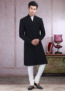 Jet Black Nawabi Sherwani Set