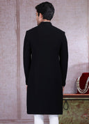 Jet Black Nawabi Sherwani Set