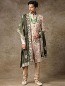 Rosey Beige Embroidered Sherwani Set