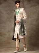 Rosey Beige Embroidered Sherwani Set