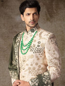 Rosey Beige Embroidered Sherwani Set