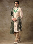 Rosey Beige Embroidered Sherwani Set