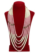 Cream and Peach Layered Moti Mala
