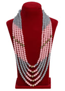 Grey and Peach Layered Moti Mala