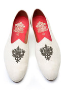Imperial Cream Hand Crafted Zardoshi Embroidered Suede Jutti