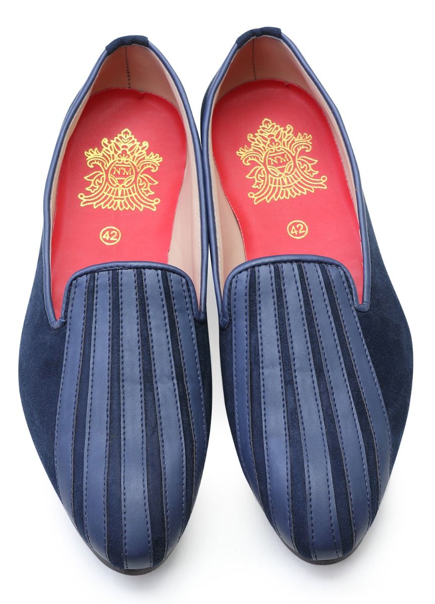 Navy Blue Handcrafted Semi-Leather Jutti