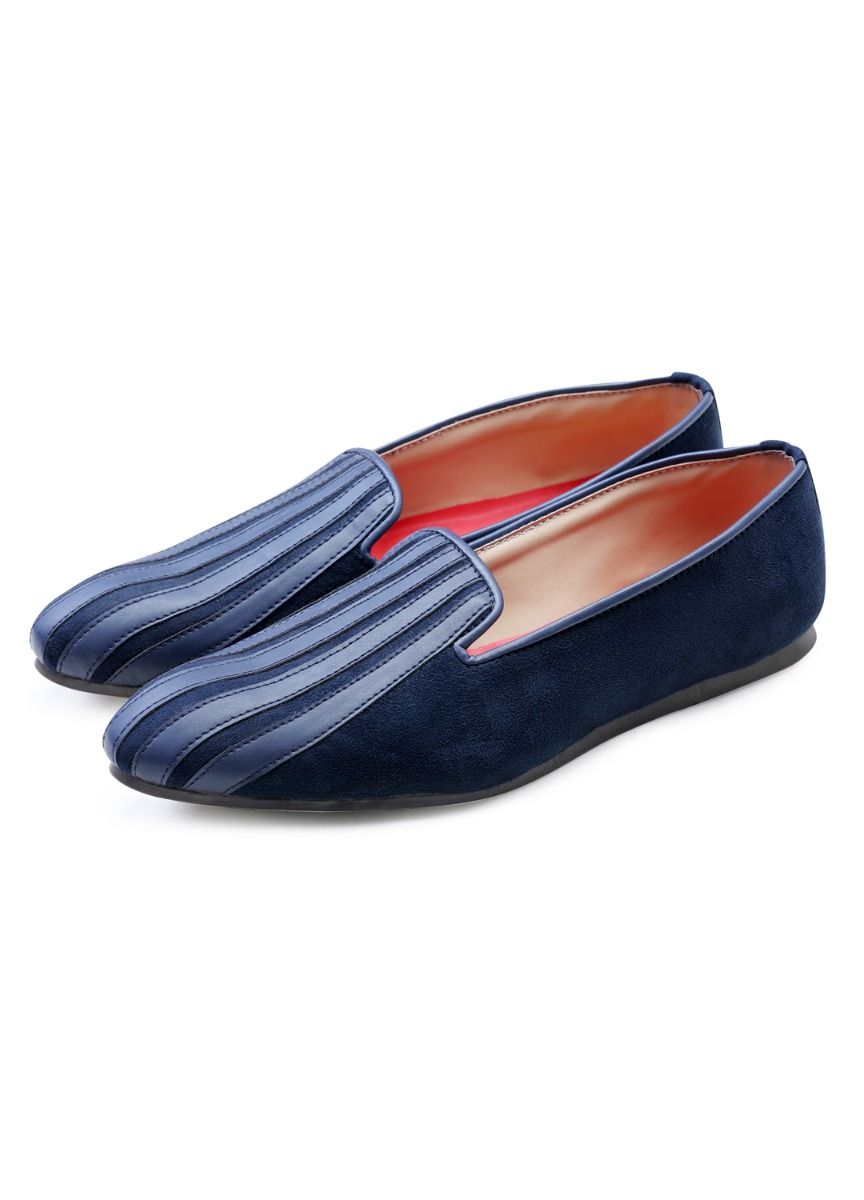 Navy Blue Handcrafted Semi-Leather Jutti