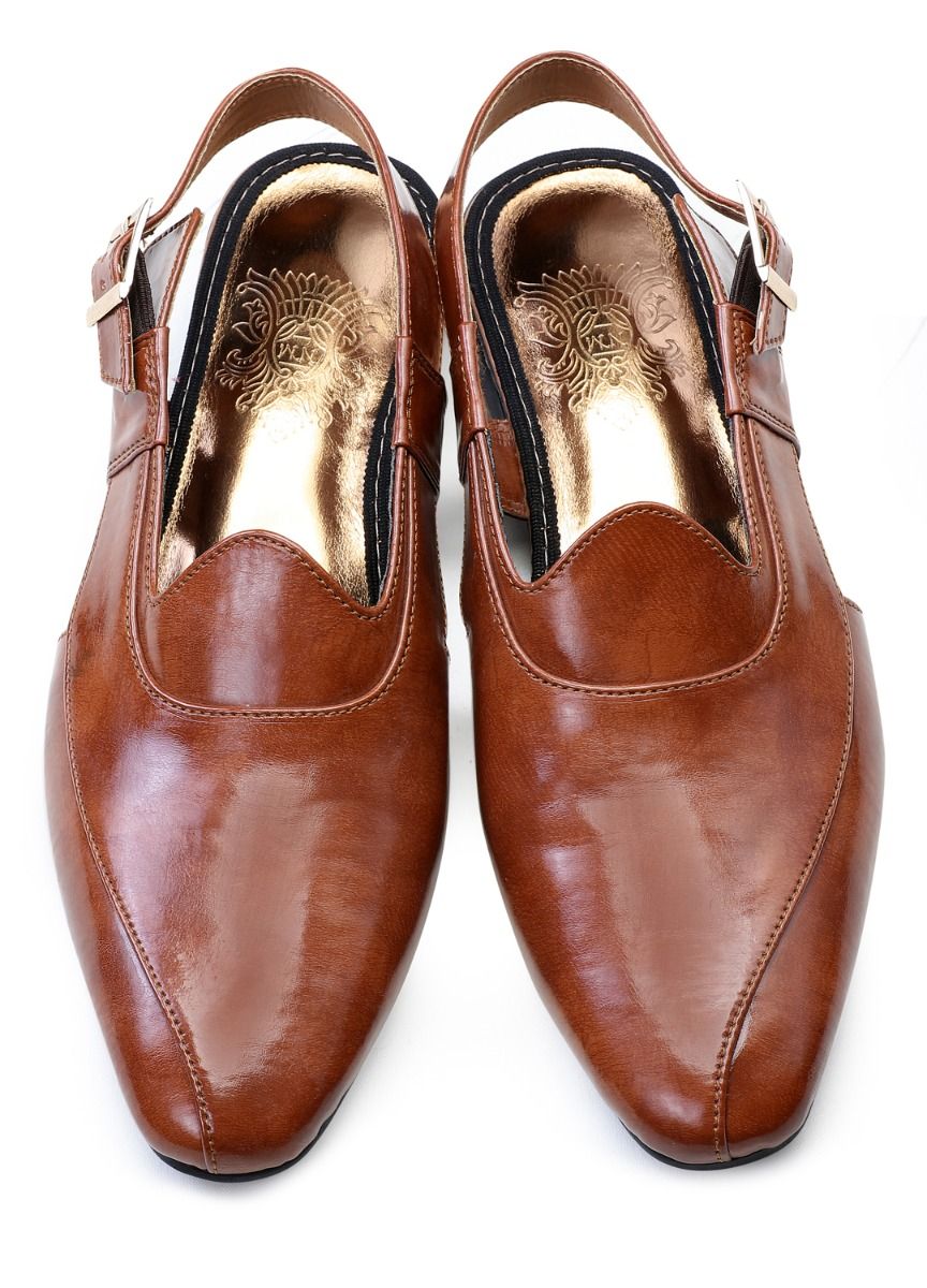 Tan Handcrafted Semi- Leather Sandals - KORANM