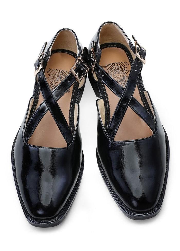 Black Handcrafted Semi-Leather Sandals - KORANM