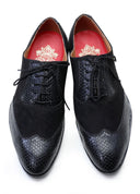 Black Handcrafted Semi-Leather Double Buckle Shoes
