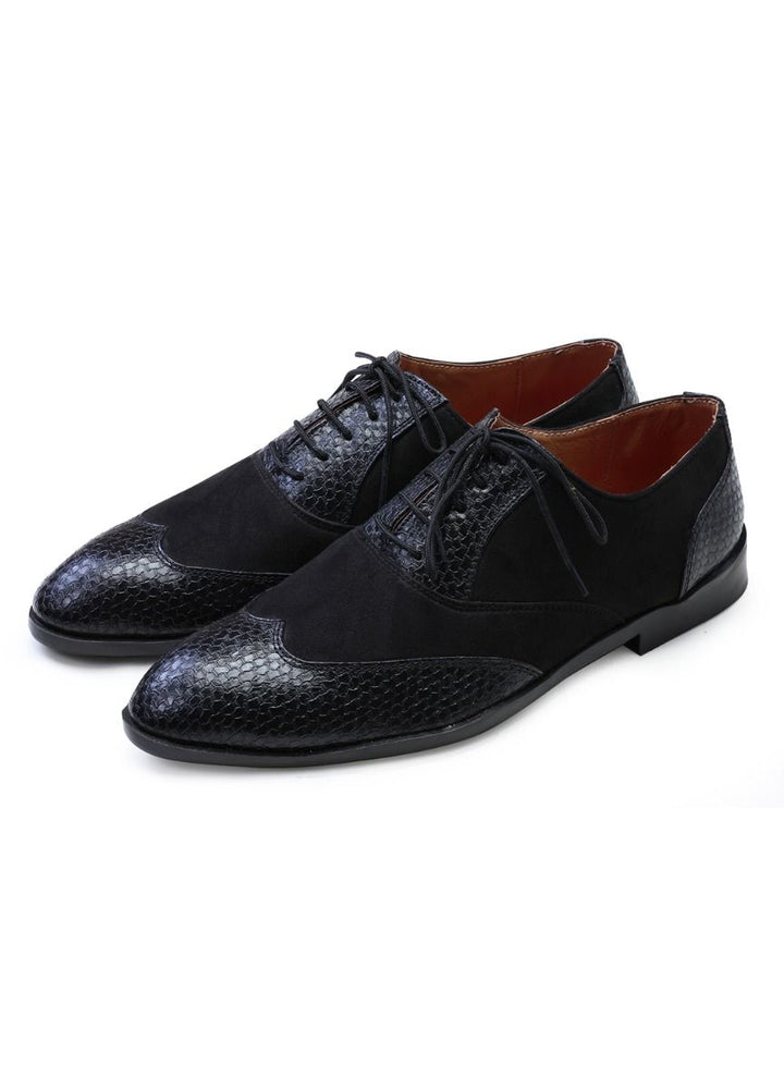 Black Handcrafted Semi-Leather Double Buckle Shoes