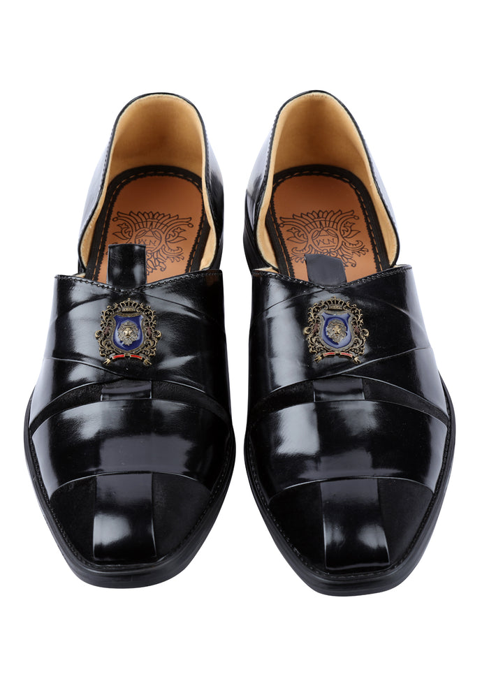 Black Hand Crafted Semi-Leather Sandal - KORANM