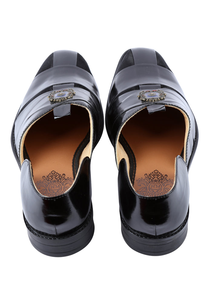 Black Hand Crafted Semi-Leather Sandal - KORANM