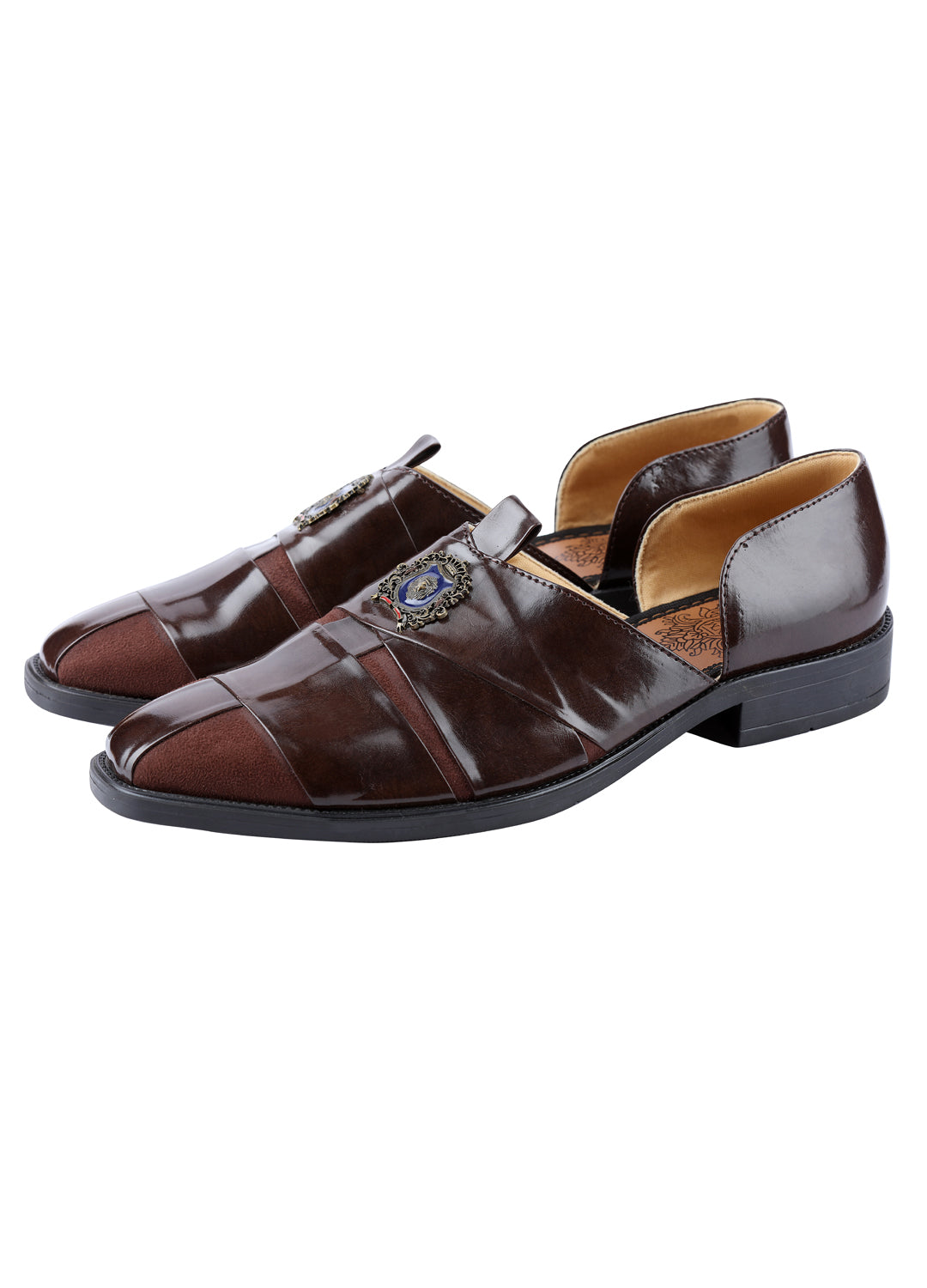 Brown Hand Crafted Semi-Leather Sandals - KORANM