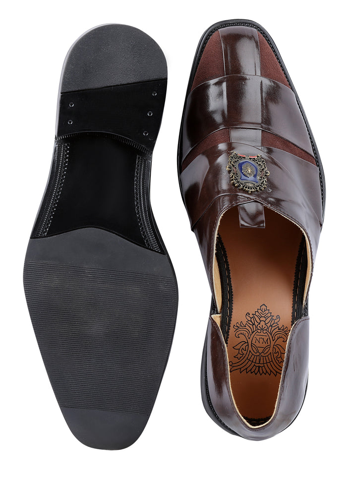 Brown Hand Crafted Semi-Leather Sandals - KORANM