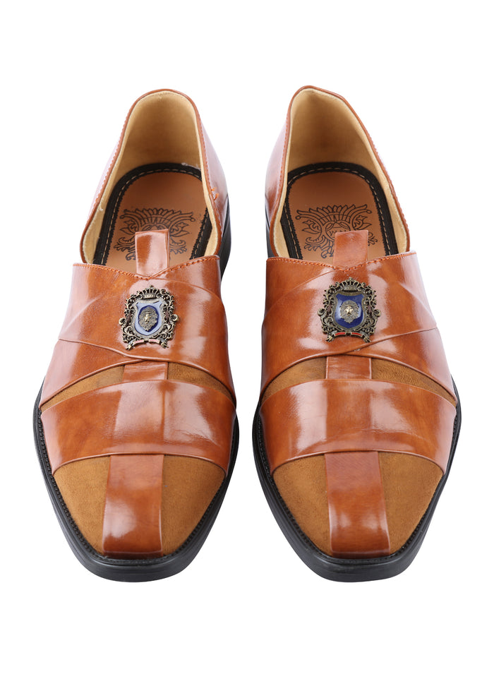 Tan Hand Crafted Semi-Leather Sandals - KORANM