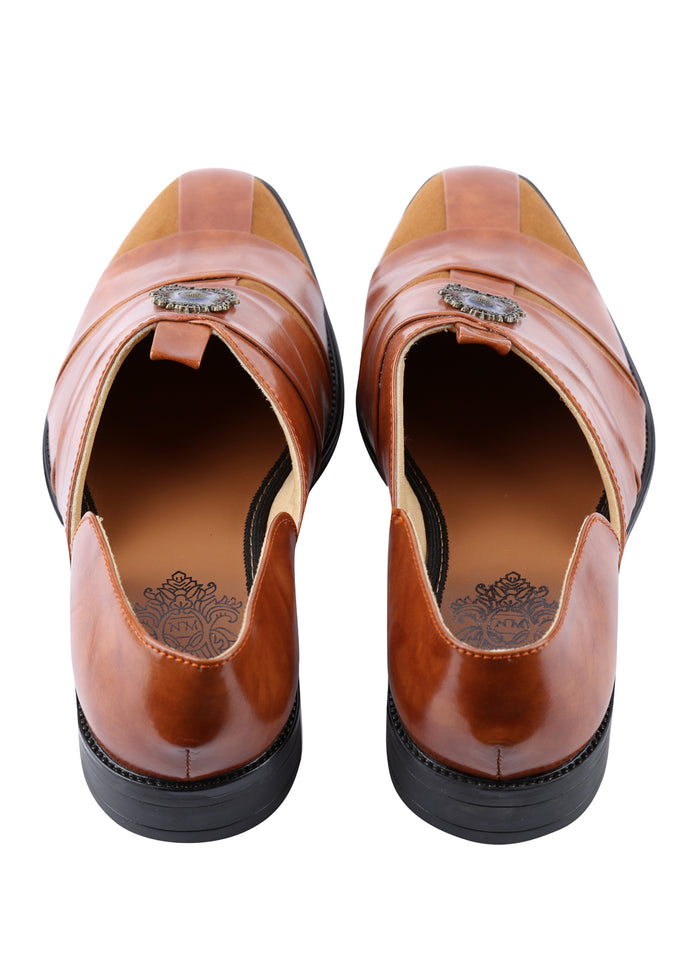 Tan Hand Crafted Semi-Leather Sandals - KORANM