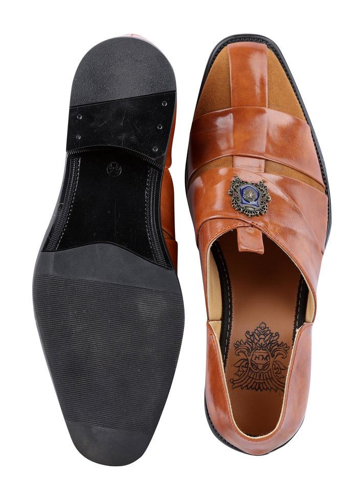 Tan Hand Crafted Semi-Leather Sandals - KORANM