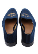 Navy Hand Crafted Zardoshi Embroidered Suede Jutti - KORANM