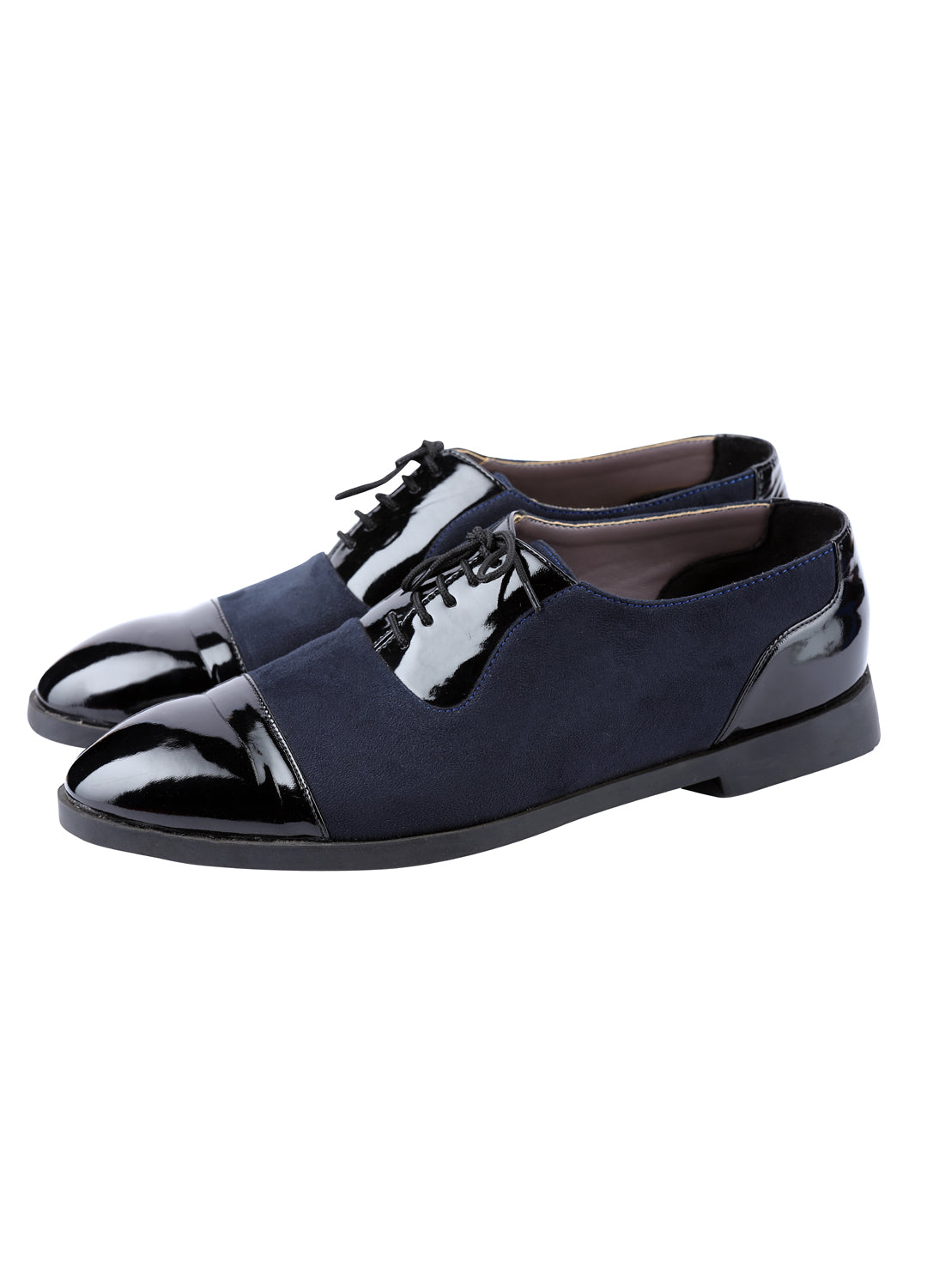 Navy Handcrafted Semi-Leather Shoes - KORANM
