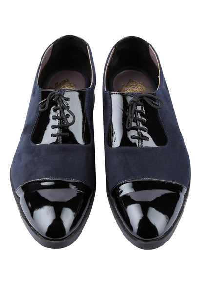Navy Handcrafted Semi-Leather Shoes